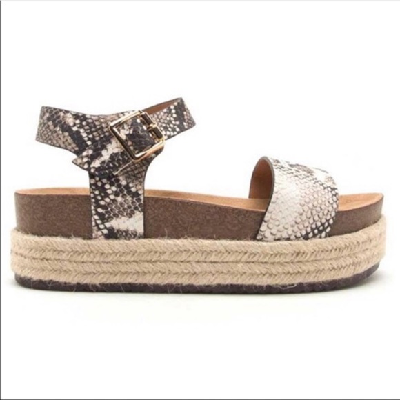 Snakeskin Espadrille Wedge Sandals - Picture 2 of 6